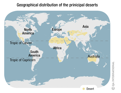 Geographical distribution of the principal deserts