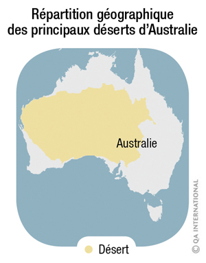 Répartition géographique des principaux déserts d'Australie
