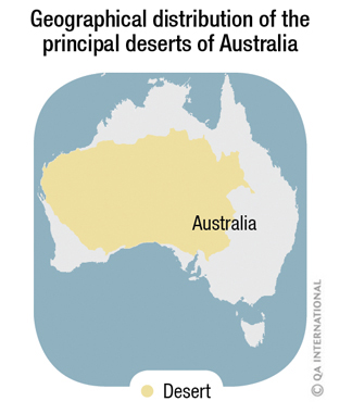 Geographical distribution of the principal deserts of Australia