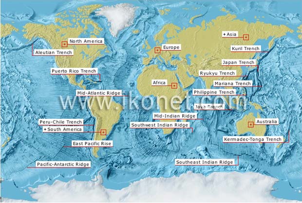 ocean trenches and ridges