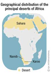 Geographical distribution of the principal deserts of Africa