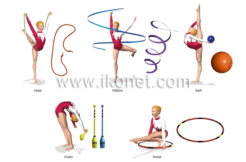 sports and games > gymnastics > rhythmic gymnastics > apparatus image -  Visual Dictionary