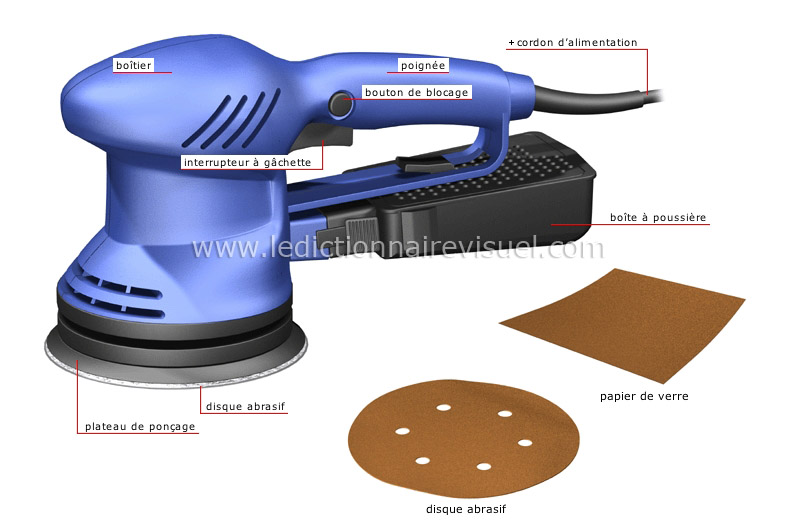 bricolage et jardinage > bricolage > menuiserie : outils pour façonner >  ponceuse excentrique image - Dictionnaire Visuel