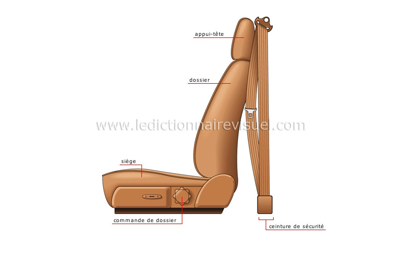 transport et machinerie > transport routier > automobile > siège-baquet :  vue de profil image - Dictionnaire Visuel